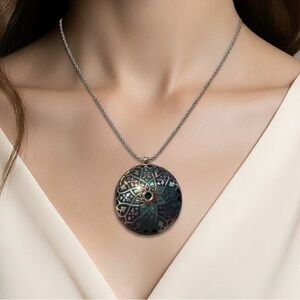 Brighton Silver Necklace with Colorful Mandala Pendant